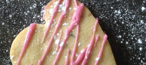 Lavender biscuits with pink lemon icing