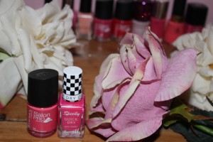 Two pink nail varnish shades